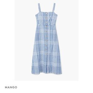 Mango Blue Checkered Dress